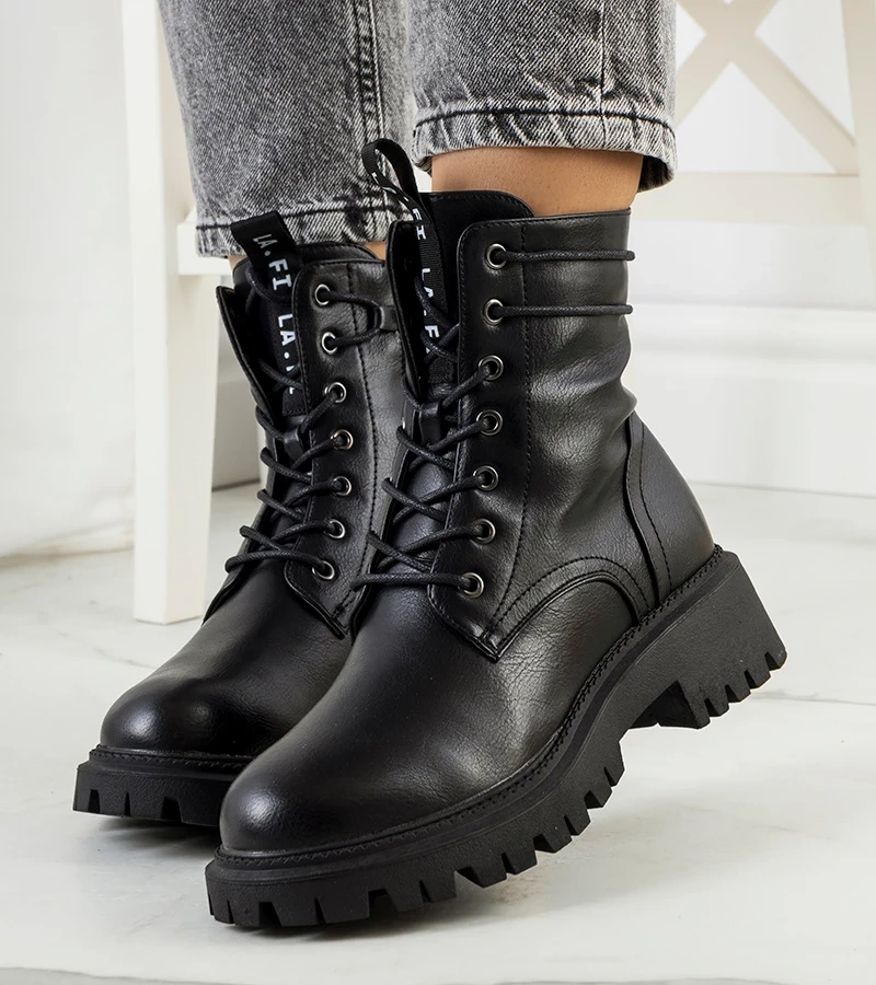 Schwarze Trapperstiefel Aleida