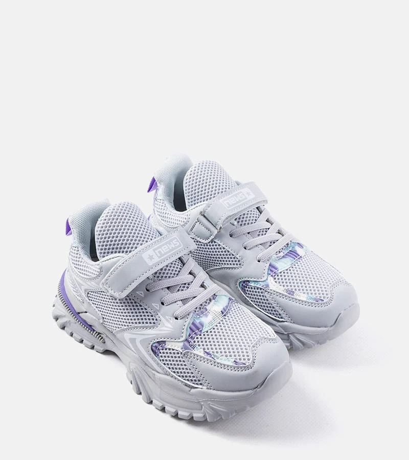 Graue Robillard Klettverschluss-Sneaker für Kinder