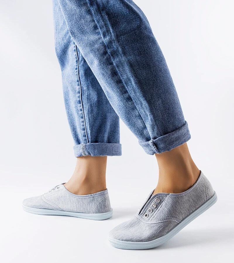 Graue Stoff-Slip-on-Turnschuhe Vilma
