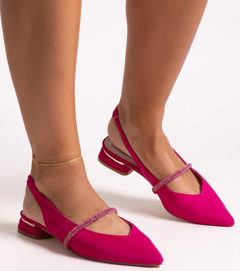 Dunkelrosa Ballerinas mit Leder-Einlegesohle von Morcosa