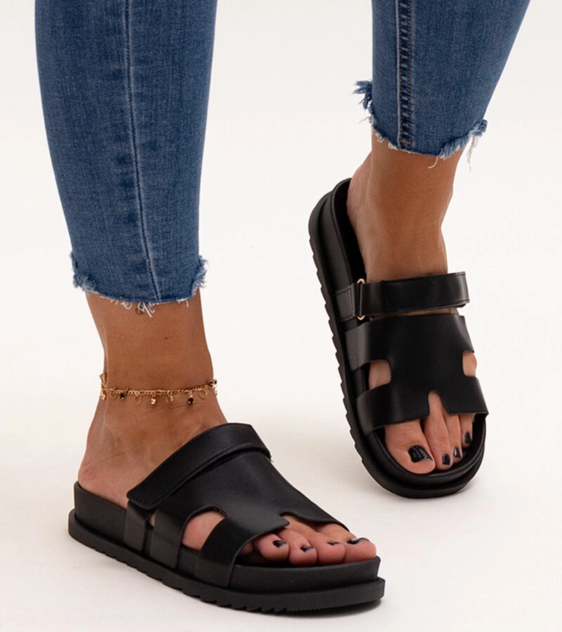 Schwarze Klettverschluss-Sandalen von Kassis