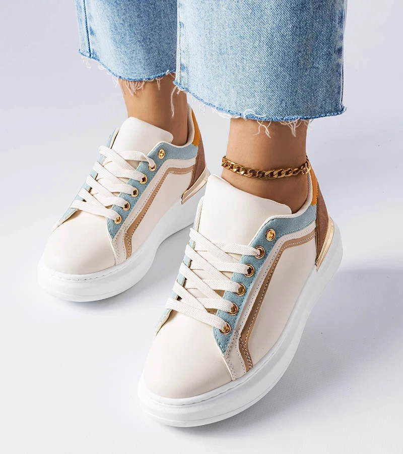 Beige Soucy Sneakers mit dicker Sohle