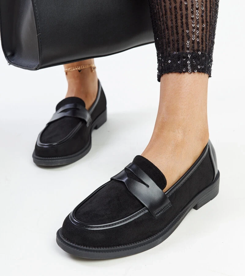 Schwarze Wildleder Mokassins Floretta