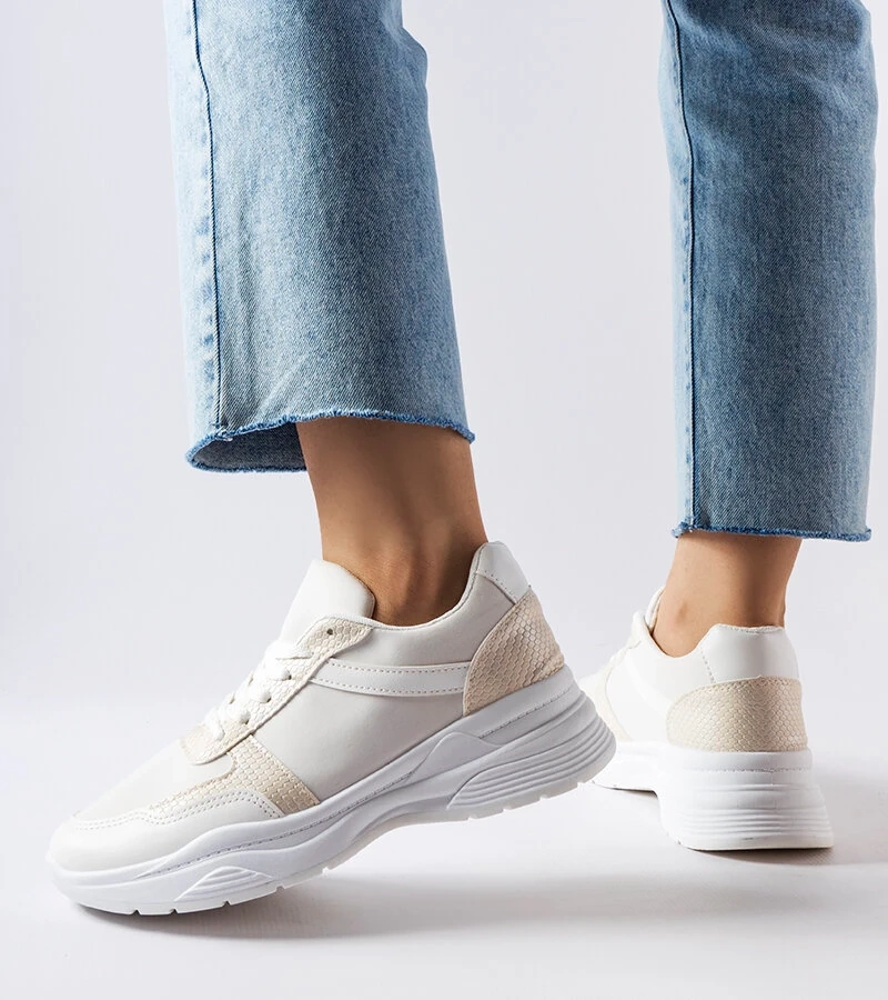 Weiße Sneakers mit Schlangenhaut-Akzenten von Diego