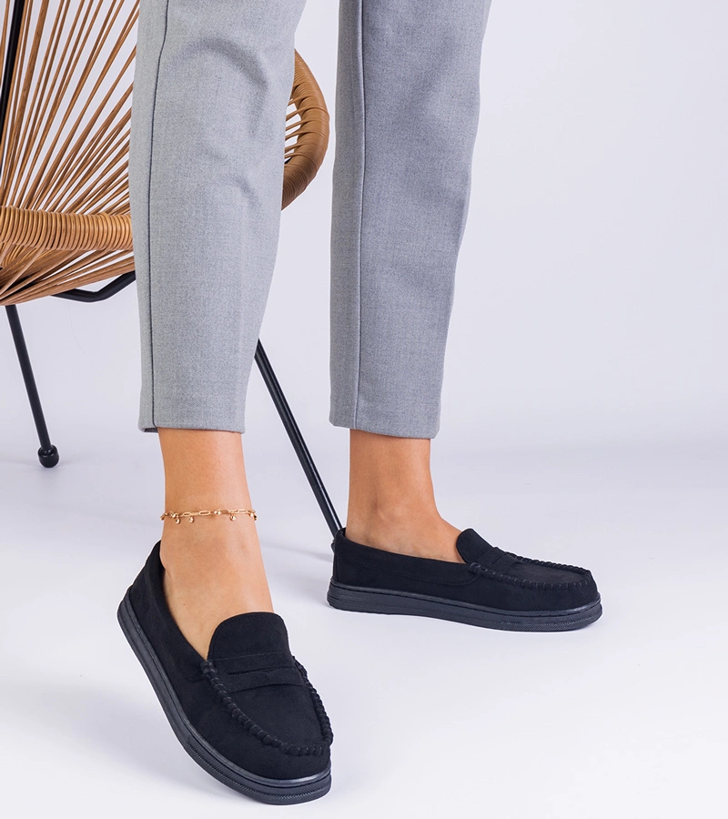 Schwarze Damenmokassins aus Öko-Wildleder Sevilia