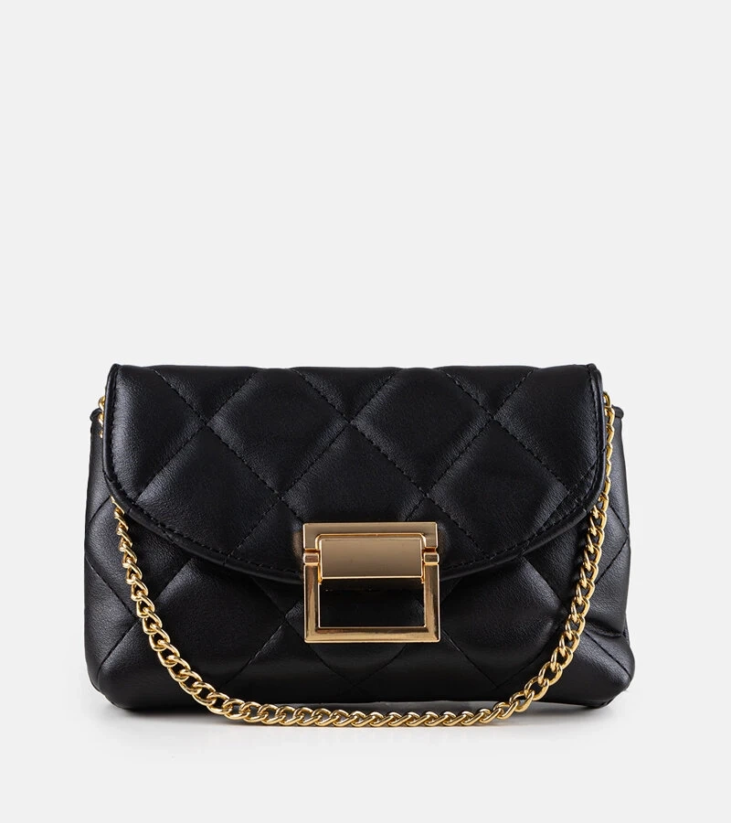 Schwarze kleine gesteppte Vermilion Handtasche