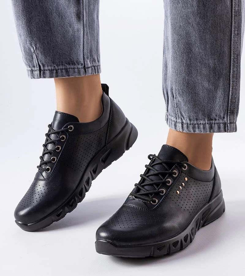 Schwarze, ausgeschnittene Brodeur-Lederschuhe