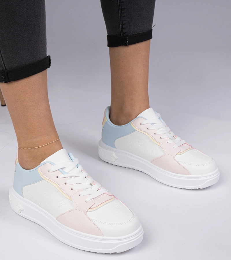 Weiß-rosa Sportsneaker aus Kunstleder Lavilia