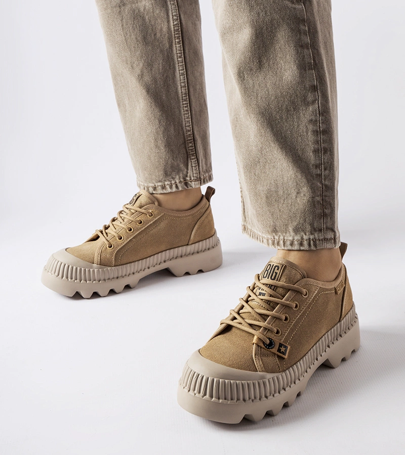 Beige Leder-Sneaker Big Star KK274511