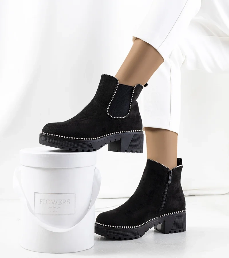 WILDLEDER DAMENSCHUHE SCHUHE STIEFEL STIEFELETTEN HALBSCHUHE A5580 SCHWARZ