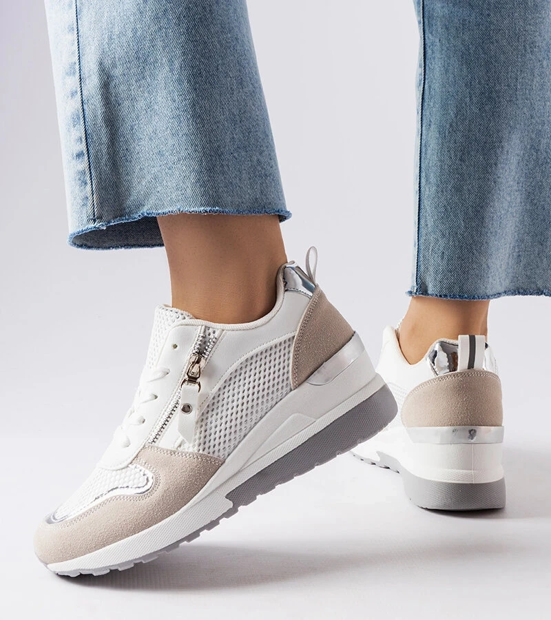 Weiße Fastello-Sneaker mit Keilabsatz