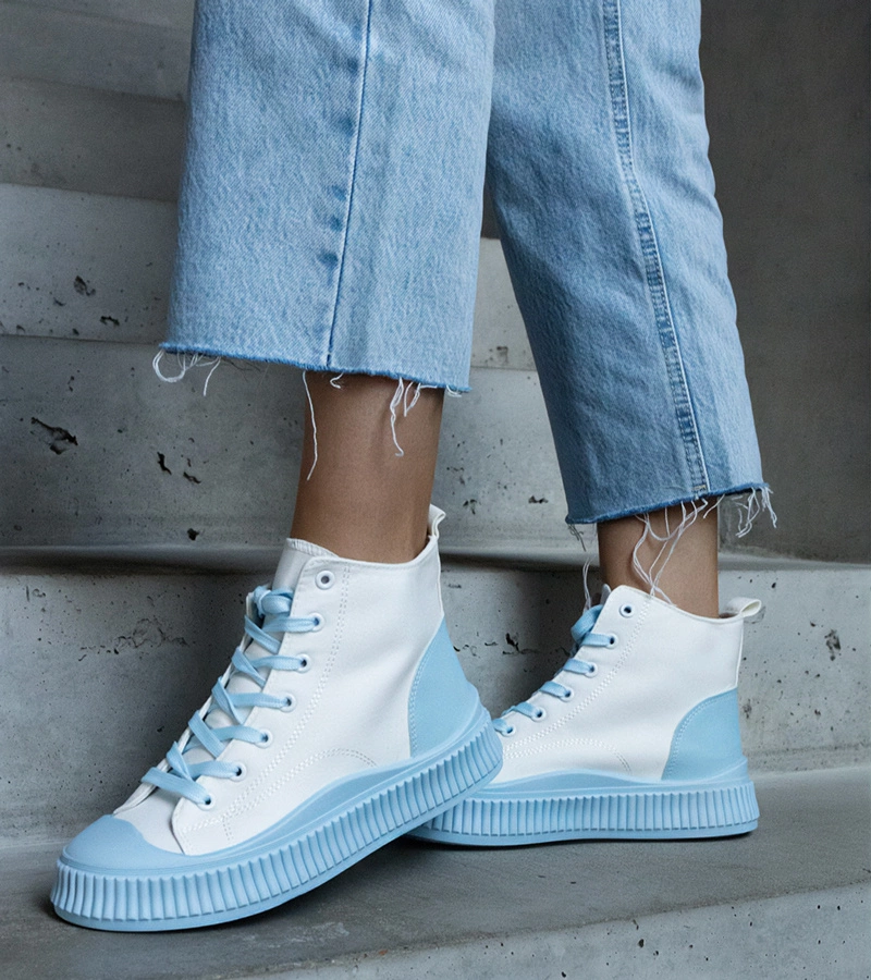 Weiß-blaue Plateau-Sneaker Terri