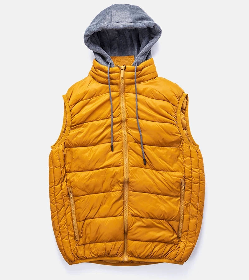 Gelbe Herrenweste mit Sweatshirt-Kapuze Avar