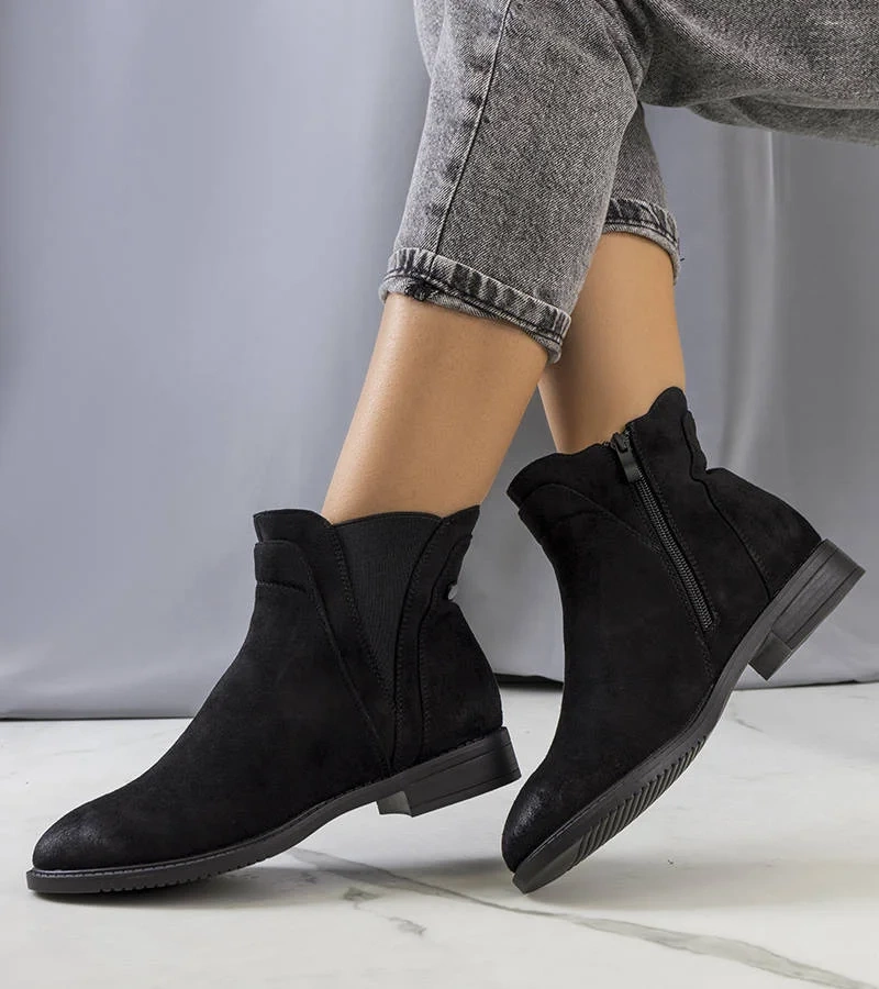 Schwarze gefütterte Stiefeletten Munira