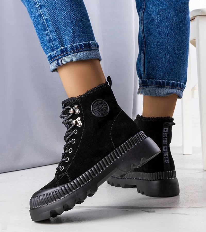 Schwarze, gefütterte Stiefeletten Big Star KK274522
