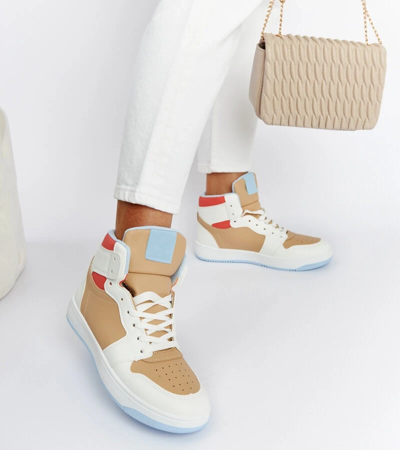 Weiß-beige Eagan Knöchel-Sneakers