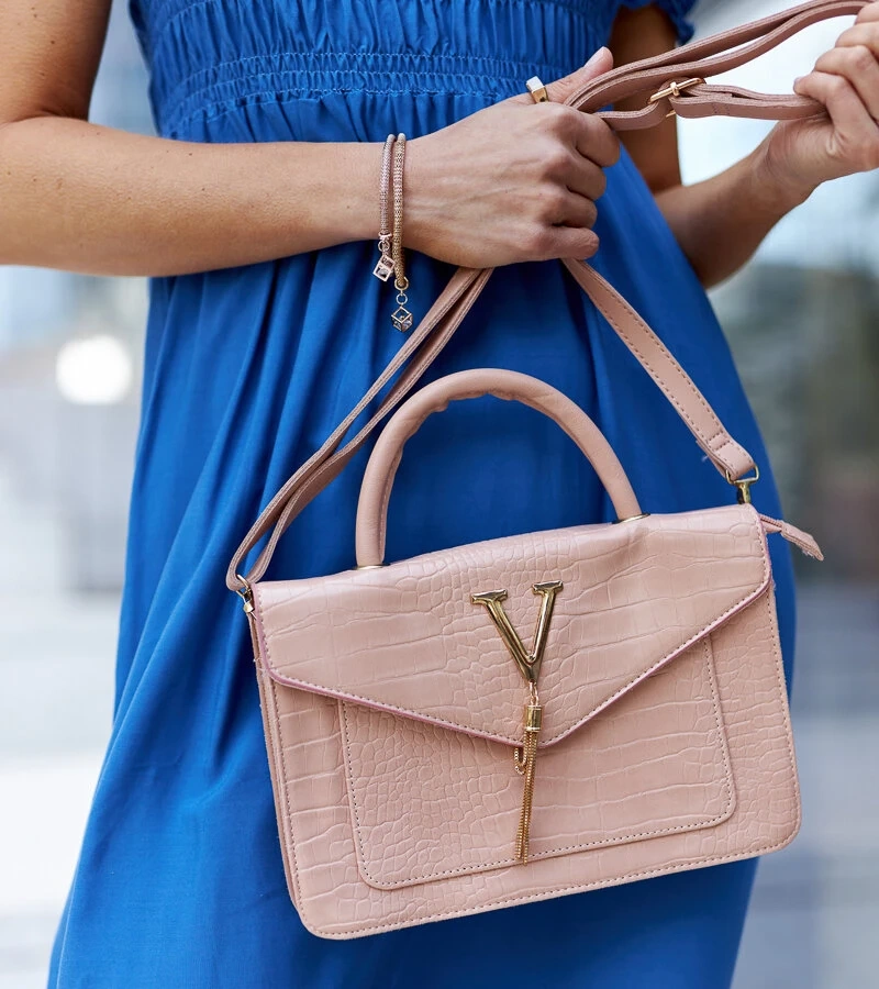 Schultertasche mit Krokodilleder-Motiv von Barsa