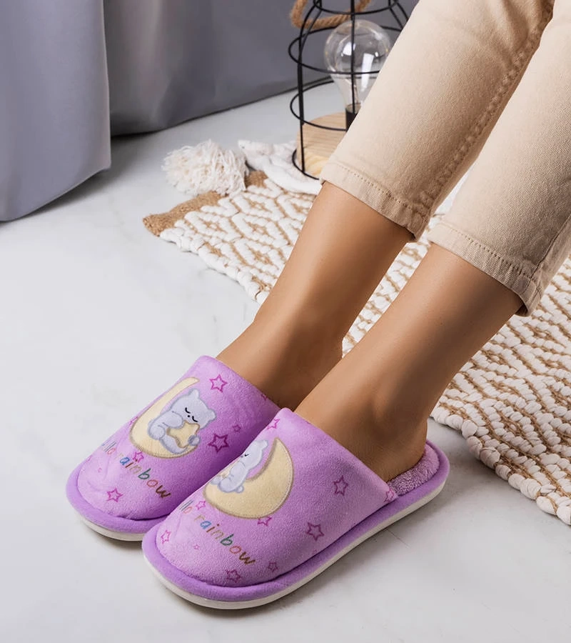 Lila weiche Hausschuhe Rainbow Moon