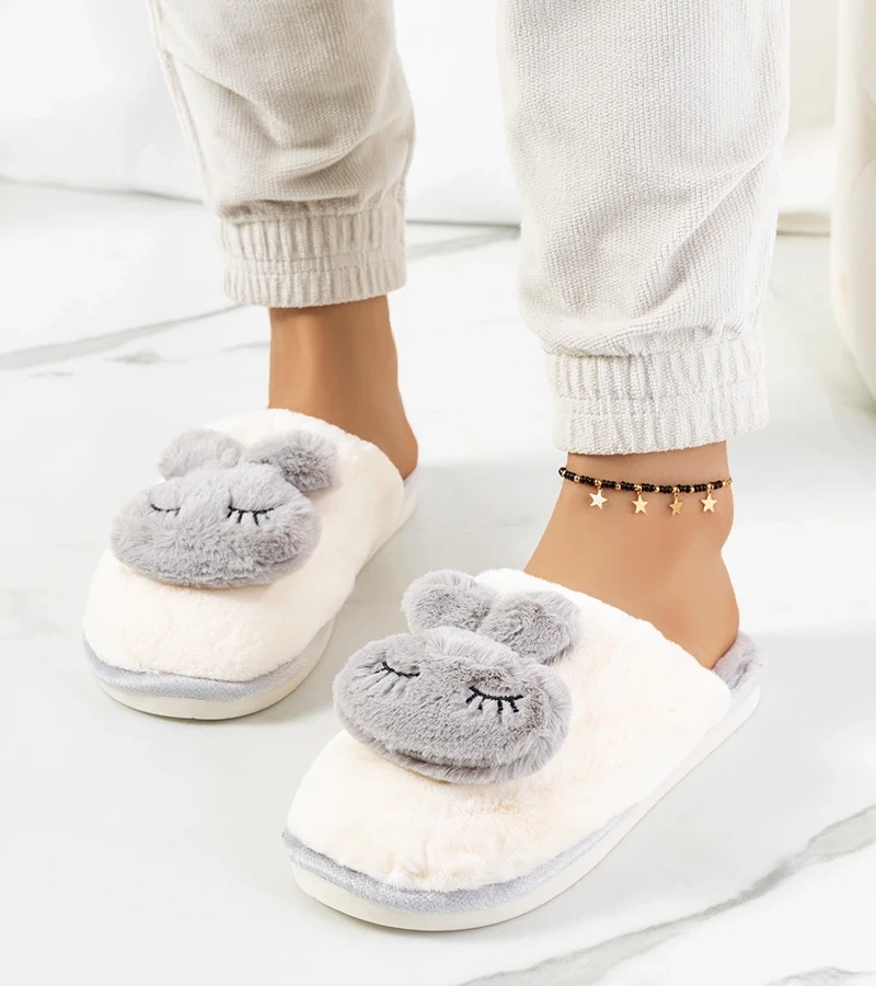 Graue Hausschuhe mit dem Häschen Rabbit