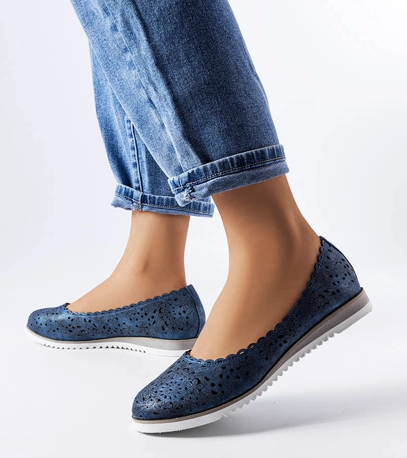 Marineblaue Findley Spitzen-Ballerinas