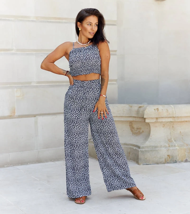 Schwarzes Set mit Top und Hose Lia