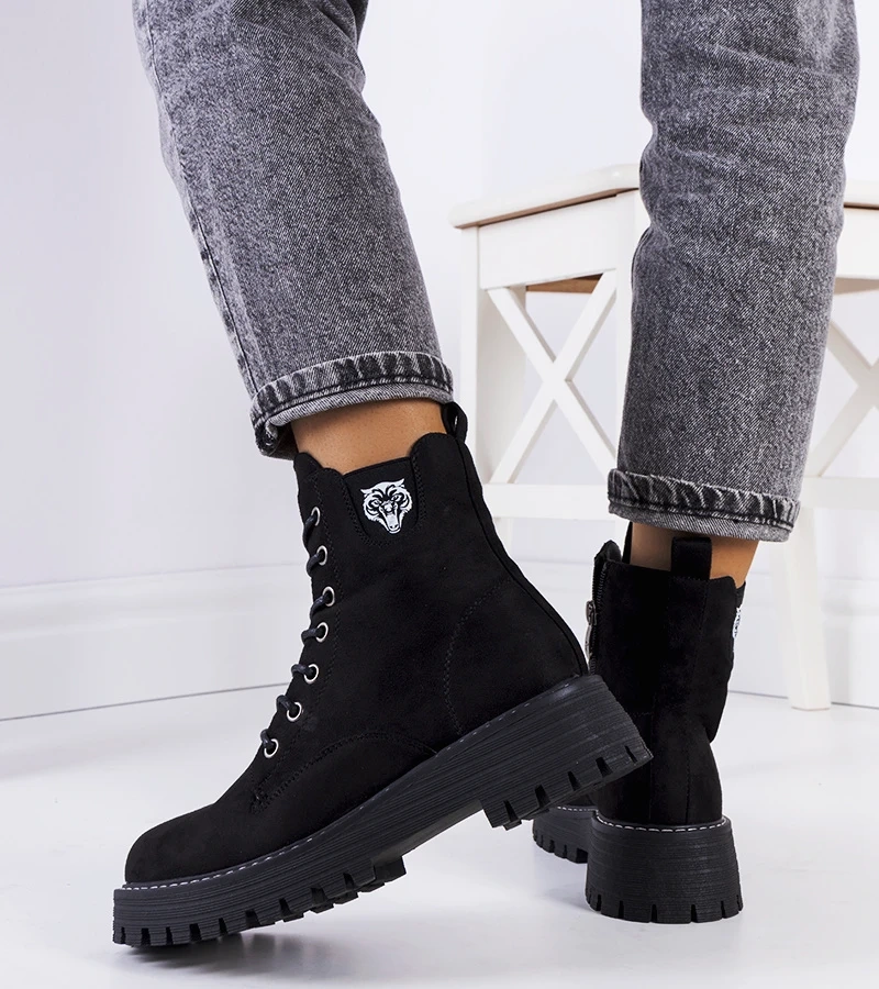 Schwarze Uzeir Eco-Wildleder Stiefeletten