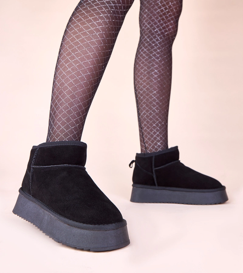 Schwarze Schneestiefel aus echtem Wildleder Armona