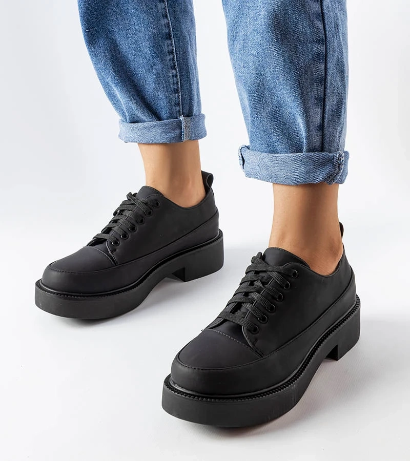 Schwarze Merico Halbschuhe mit flachem Absatz