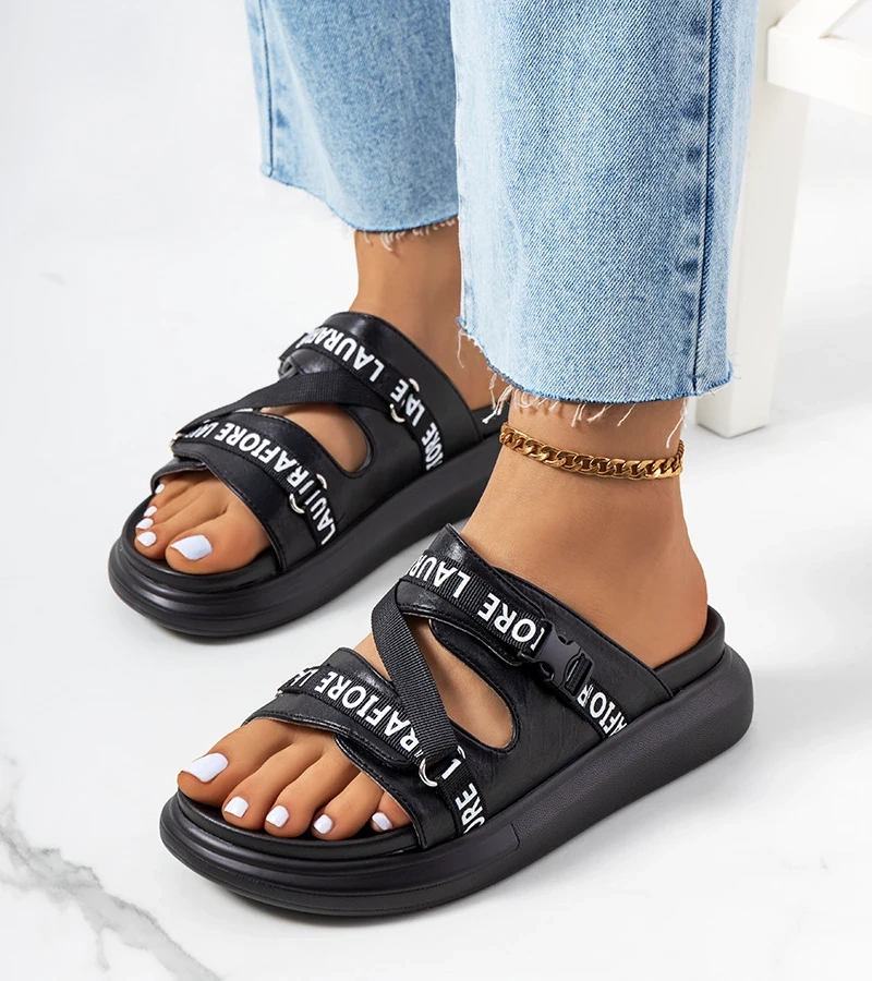 Schwarze Kogil Plateau-Sandalen