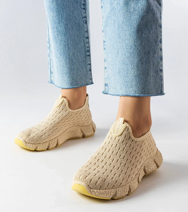 Hellbeige sportliche Slip-On-Sneakers Obenor