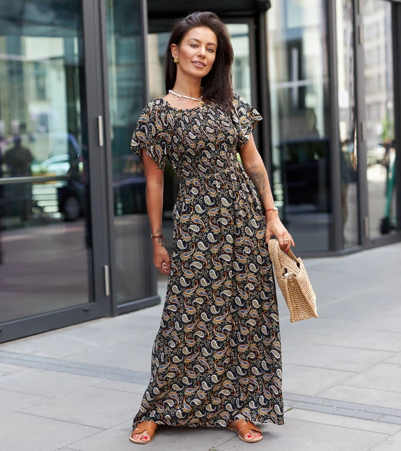 Schwarzes gemustertes Kleid von Gless