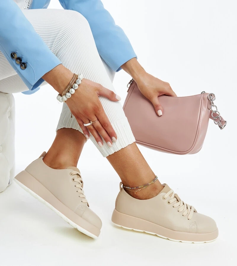 Beige Samaha Leder-Sneaker