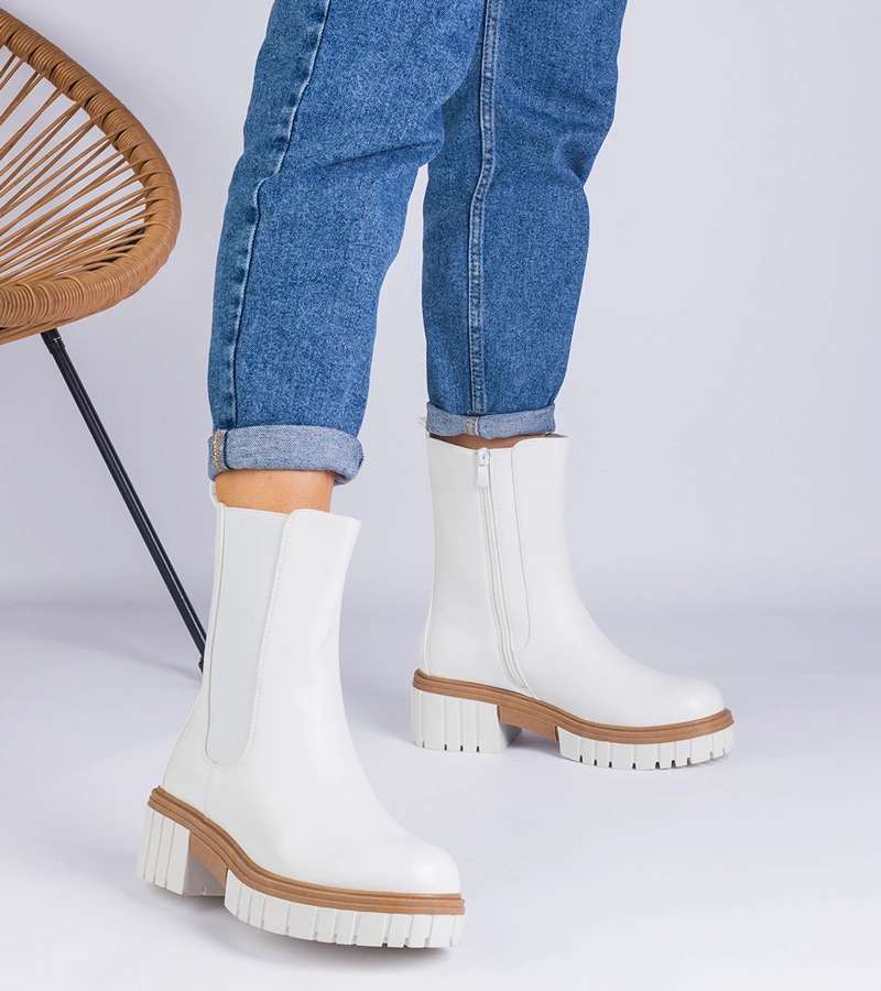 Weiße Stiefeletten aus Kunstleder Tantala