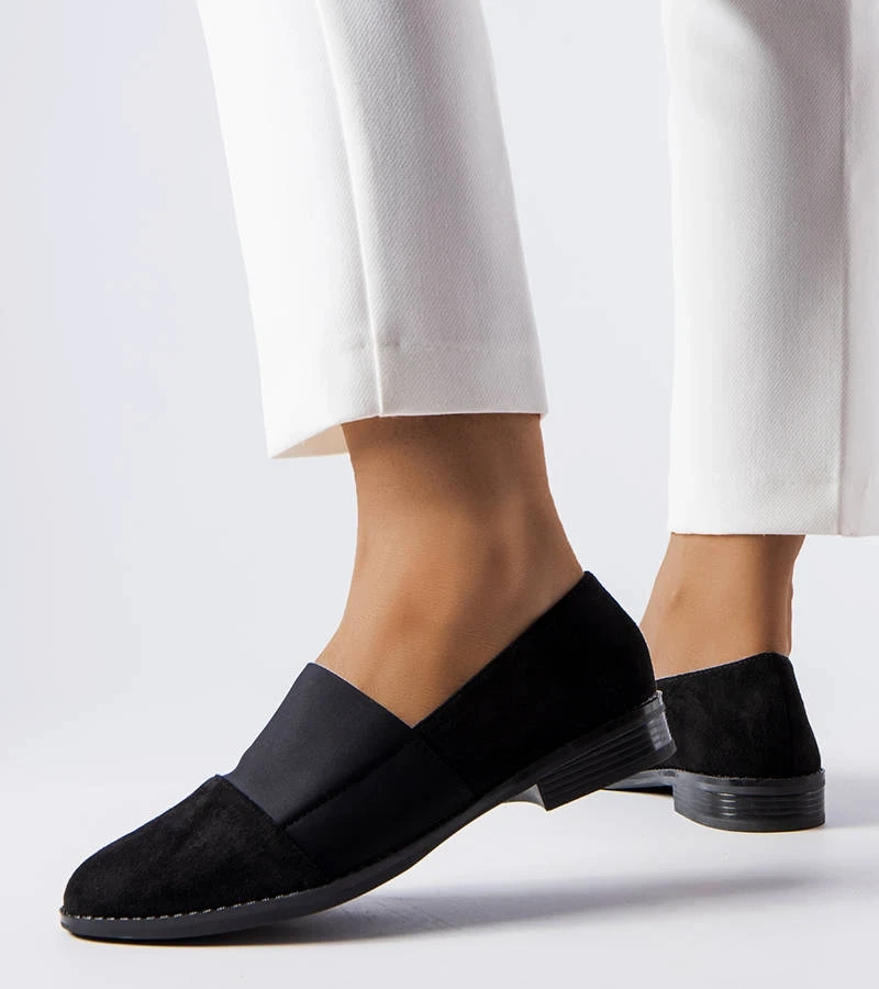 Schwarze Stoney Halbschuhe mit flachem Absatz