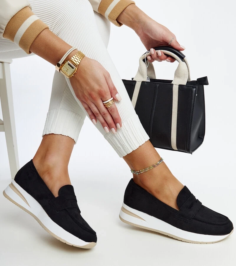 Schwarze Wildleder-Halbschuhe Venla