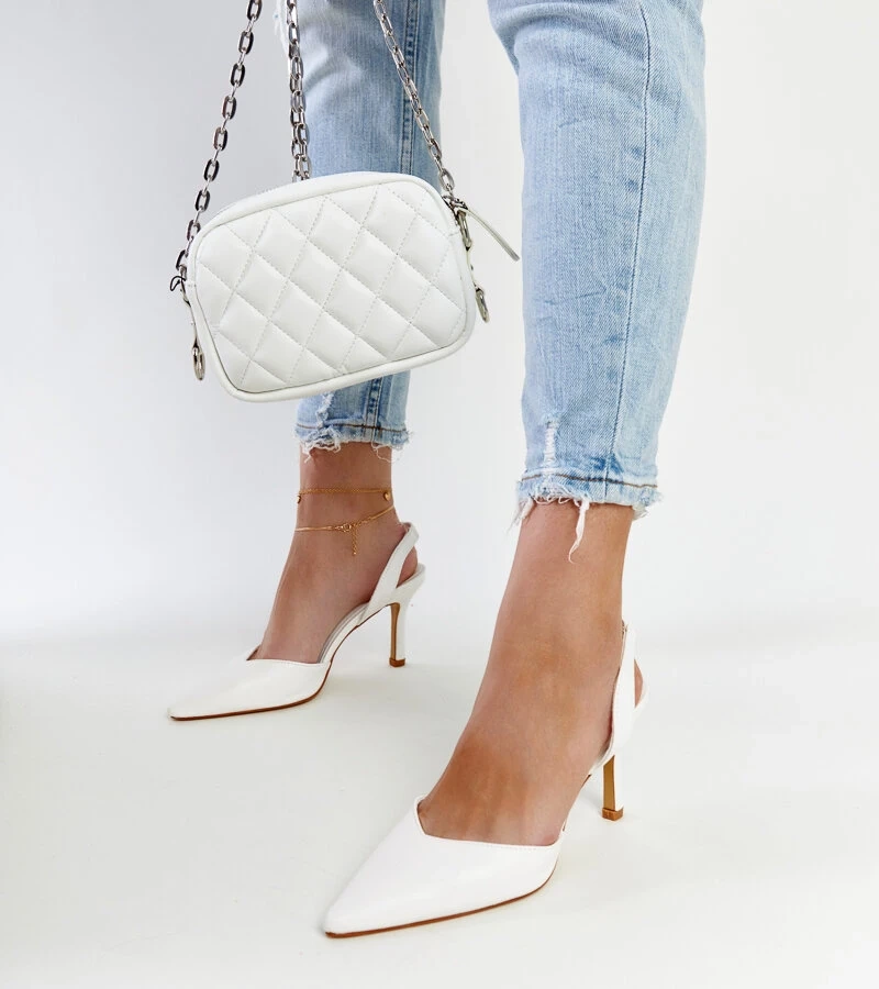 Weiße Fontanile High Heels mit offenem Absatz