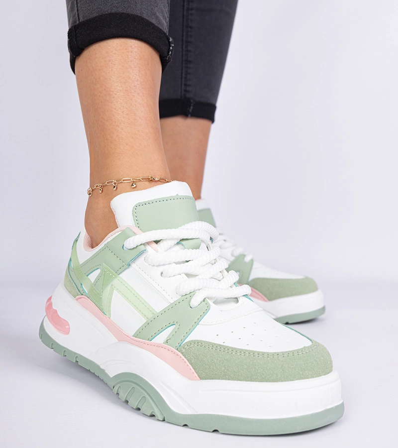 Grüne Sneakers mit dicken Schnürsenkeln Luciana