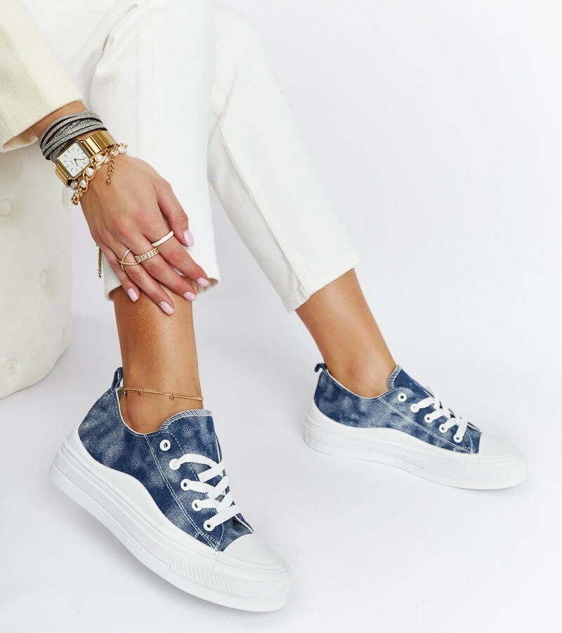 Blaue Plattform-Sneaker Blais