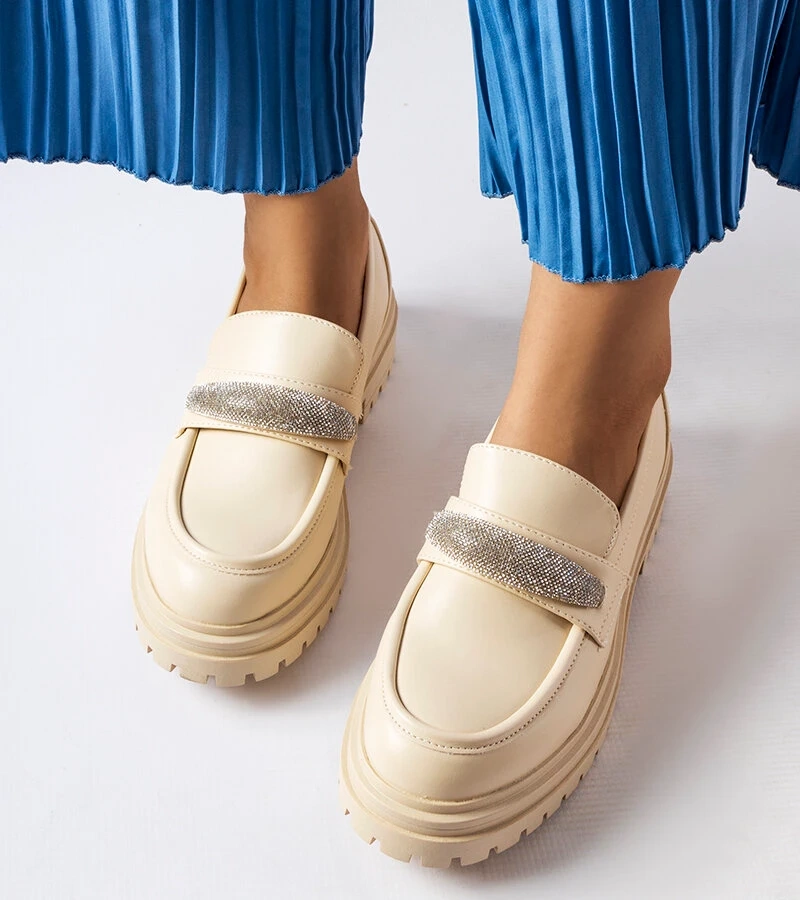 Beige Mokassins mit Zirkonia von Hartford