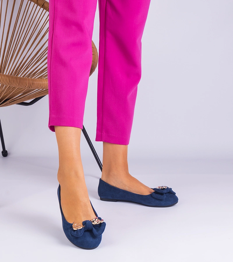 Dunkelblaue klassische Ballerinas mit Schleife Merasol