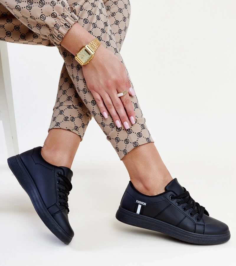 Schwarze Devon Eco-Leder-Sneakers