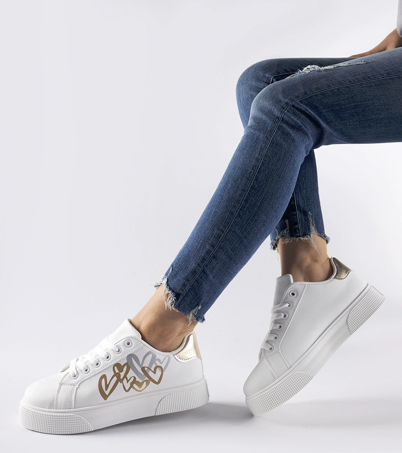 Weiß-goldene Plateau-Sneakers von Montclair