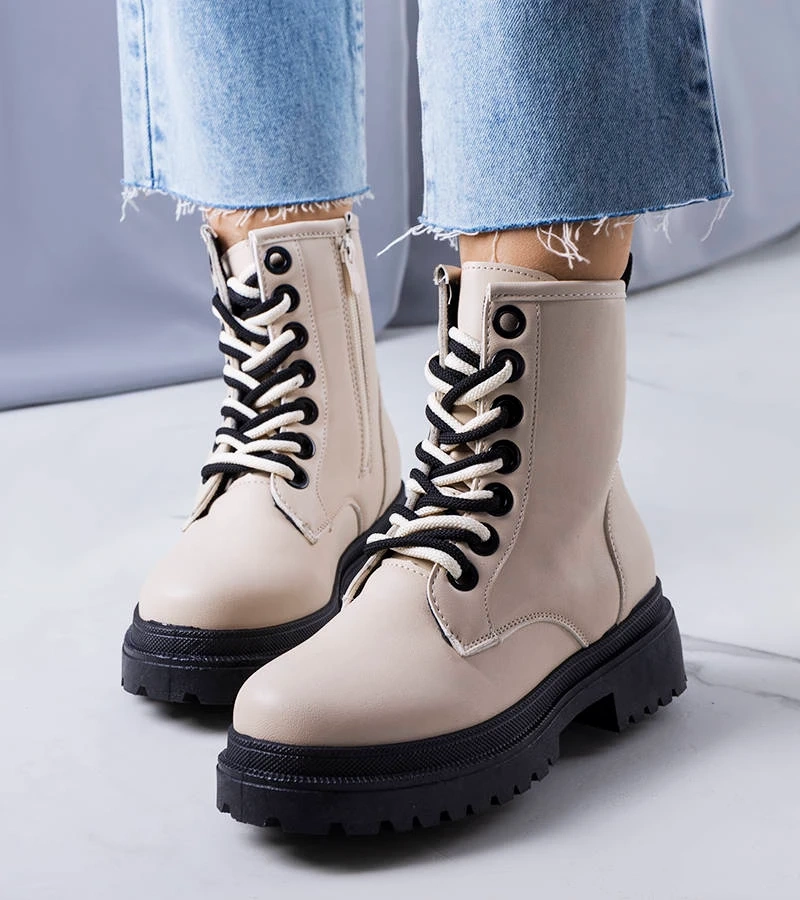 Beige gefütterte Stiefeletten Jolene