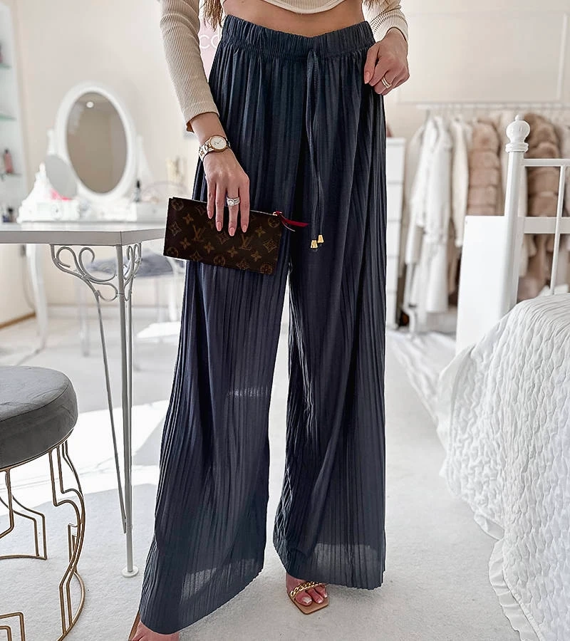 Marineblaue plissierte Hosen von Florismart