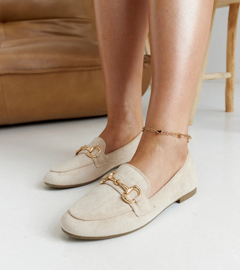 Beige Mokassins mit Schnalle Erminia - Wildleder