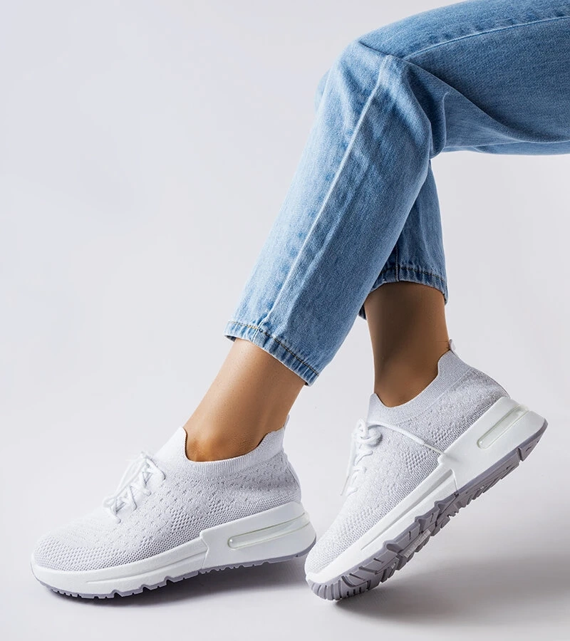 Weiße Sneakers, verziert mit silbernem Faden, Randolph