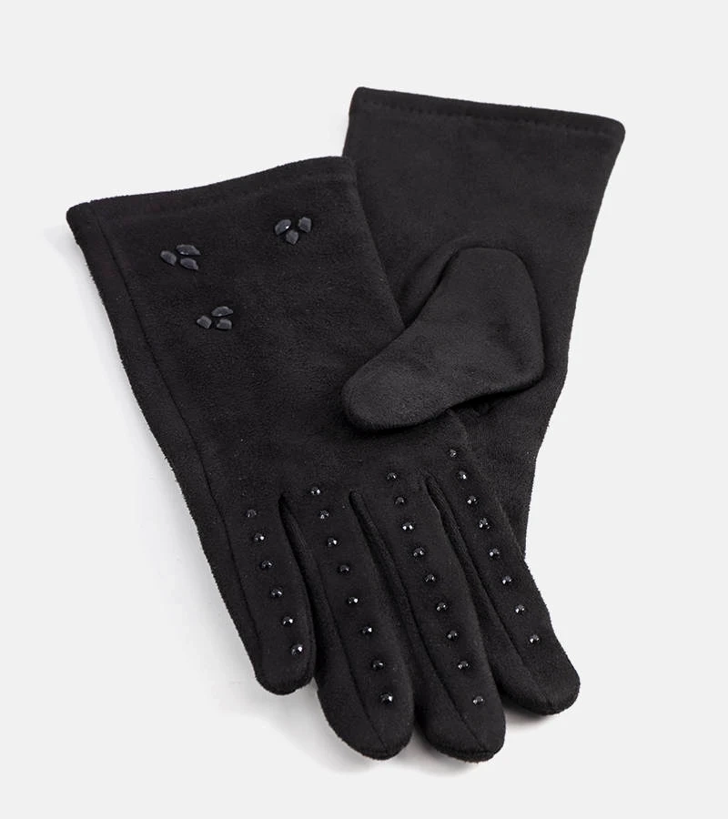 Schwarze gefütterte Handschuhe von Roosev