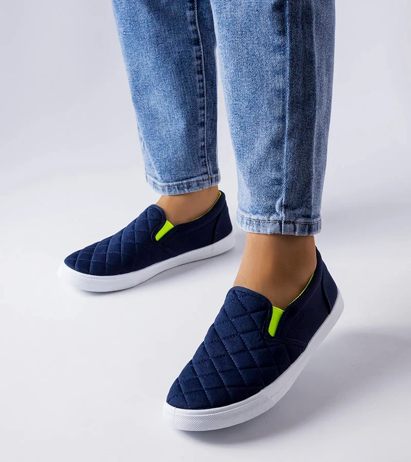 Dunkelblaue gesteppte Slip-On-Turnschuhe von Gregory