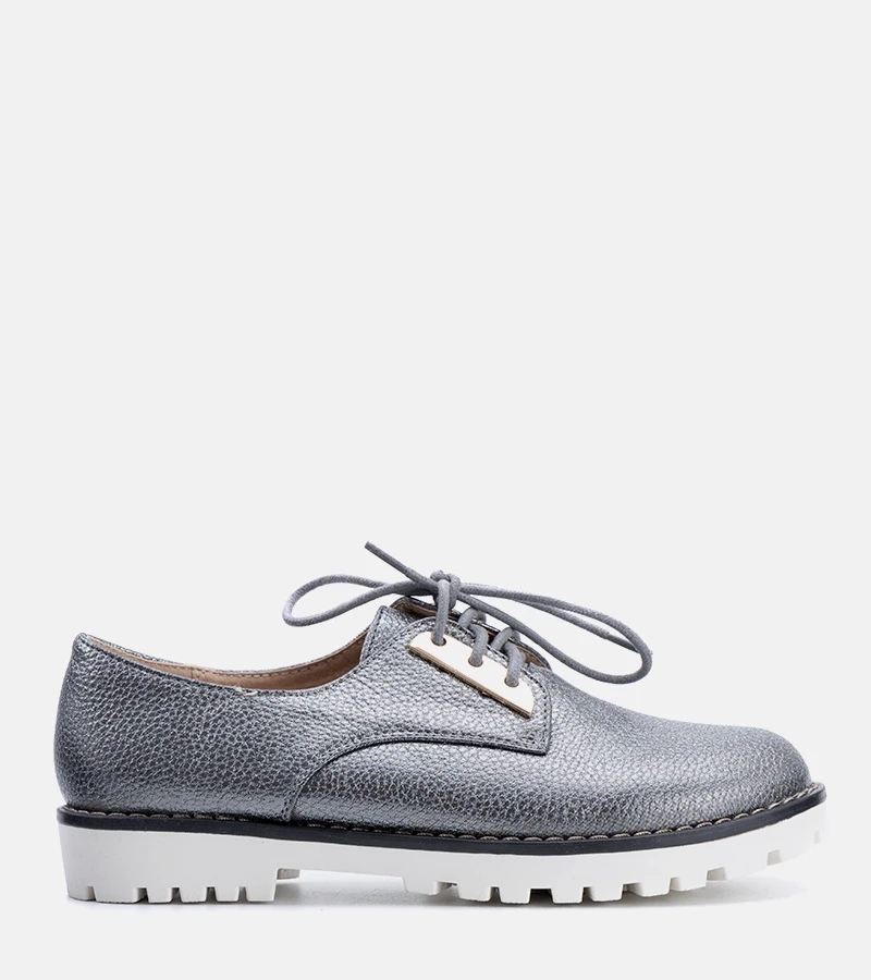 Graue glänzende Kinderschuhe Runa