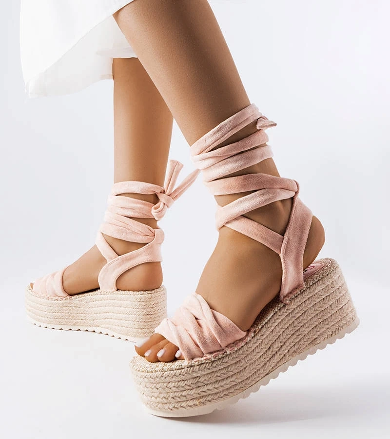 Rosa Espadrilles mit Plateau von Loiseau